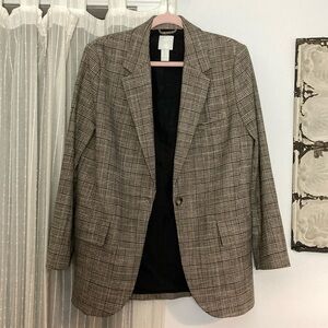 H&M Oversized Single-Breasted Blazer. Black/Brown/Tan. Size: S